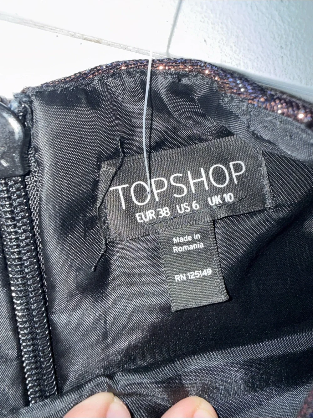 Topshop Womens Metallic Fit & Flare Mini Party Skater Bodice iridescent Dress 6